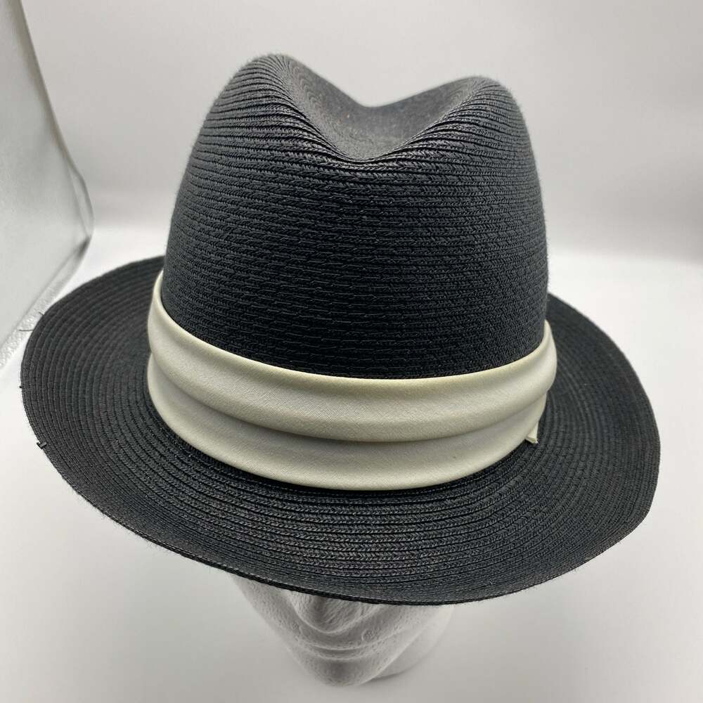 Dobbs Fifth Avenue Black Straw Fedora Hat Size 7 1/8